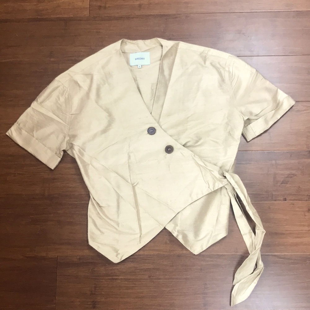 Nanushka silk wrap shirt